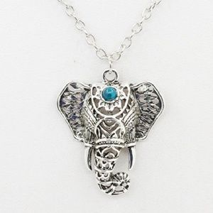 NEW Elephant Blue Howlite Silver Necklace SALE